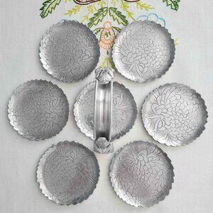 CONTINENTAL SILVER CO ~ VTG Coaster Set With Caddy ~ EUC